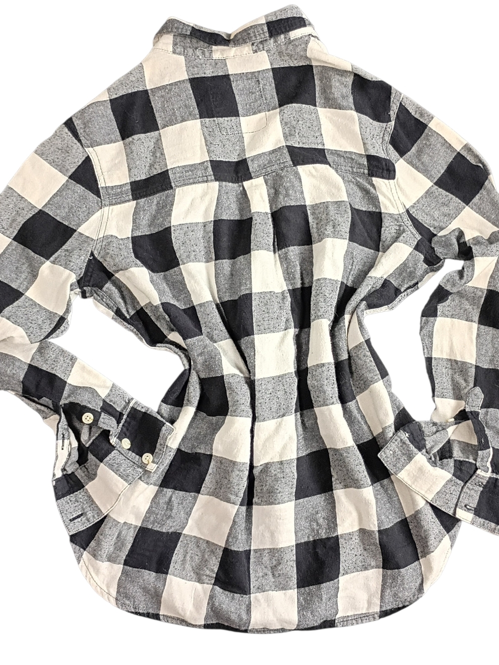Mossimo women's black and white buffalo plaid flannel long-sleeve shirt XLG - Picture 2 of 3